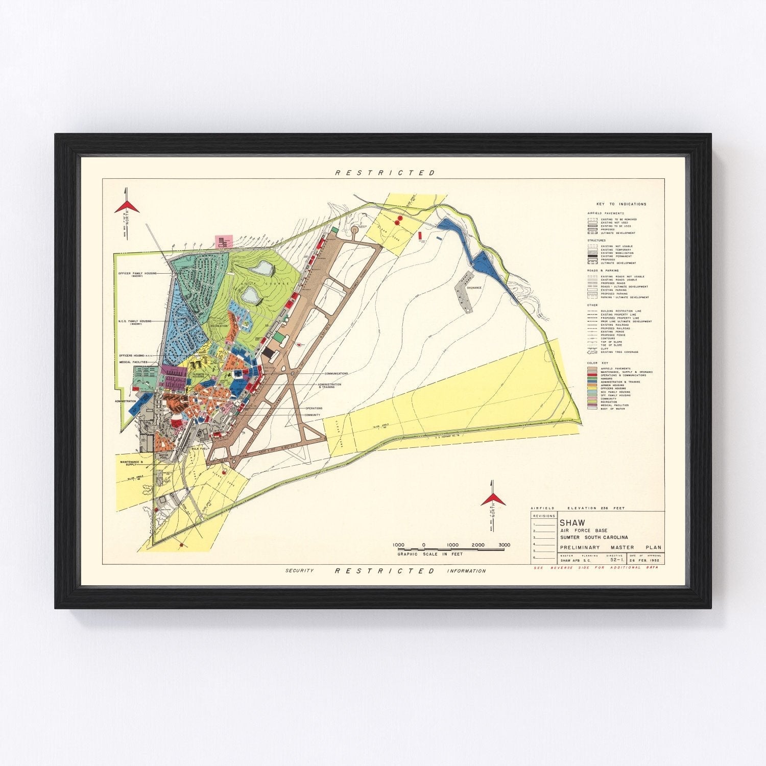 vintage map of Sumter, South Carolina, 1953