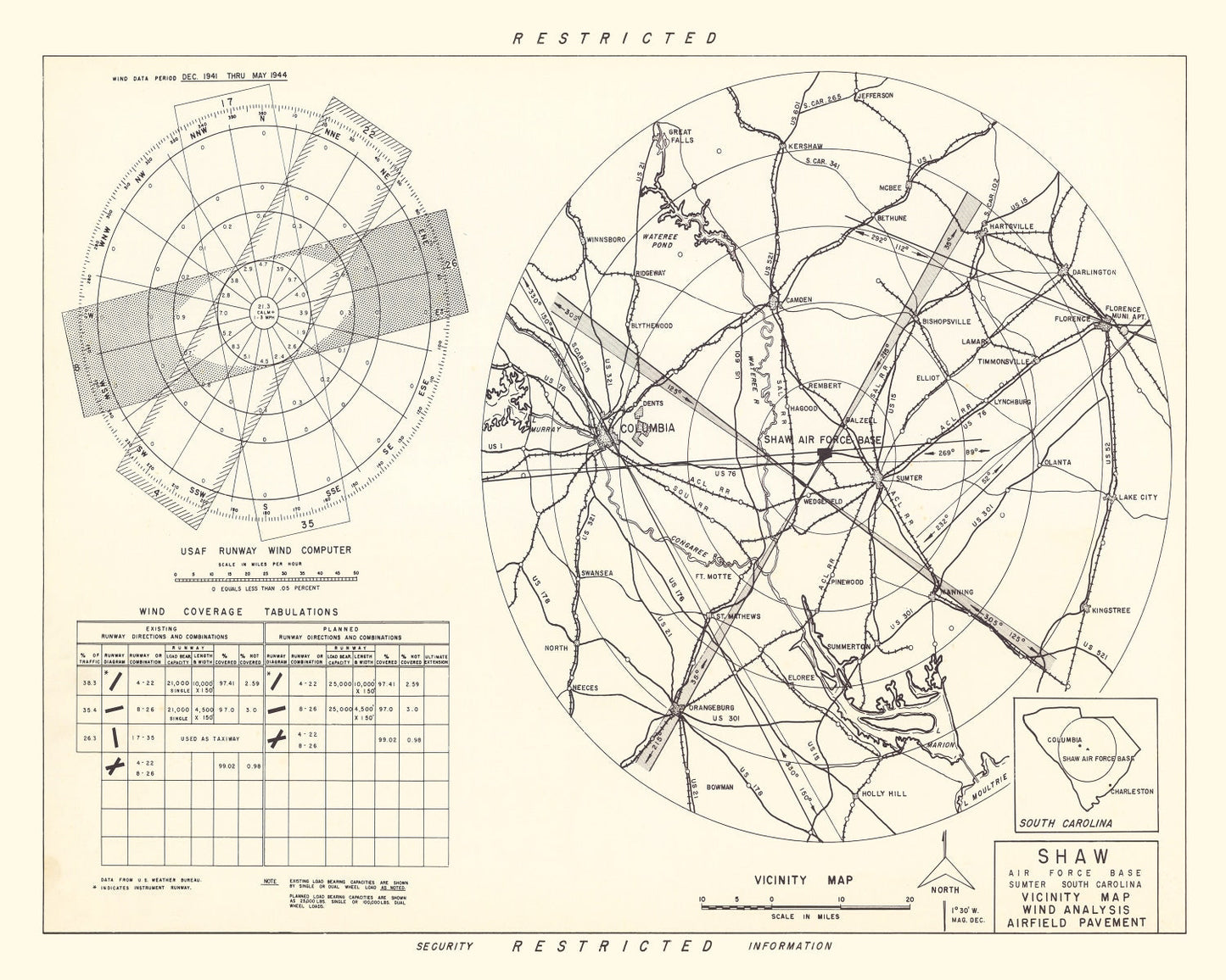Vintage Map of Sumter, South Carolina, 1953 II