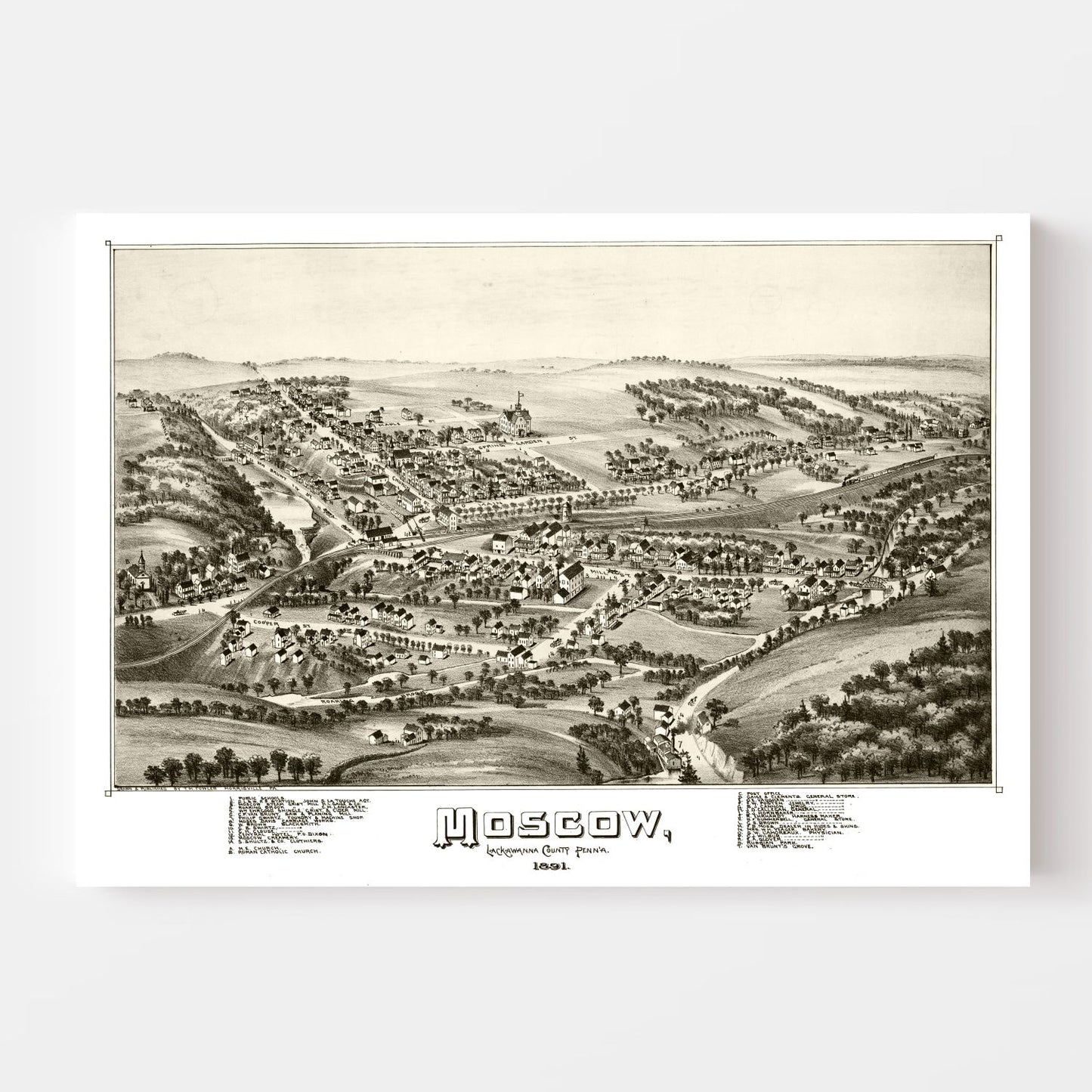 Vintage Map of Moscow, Pennsylvania, 1891