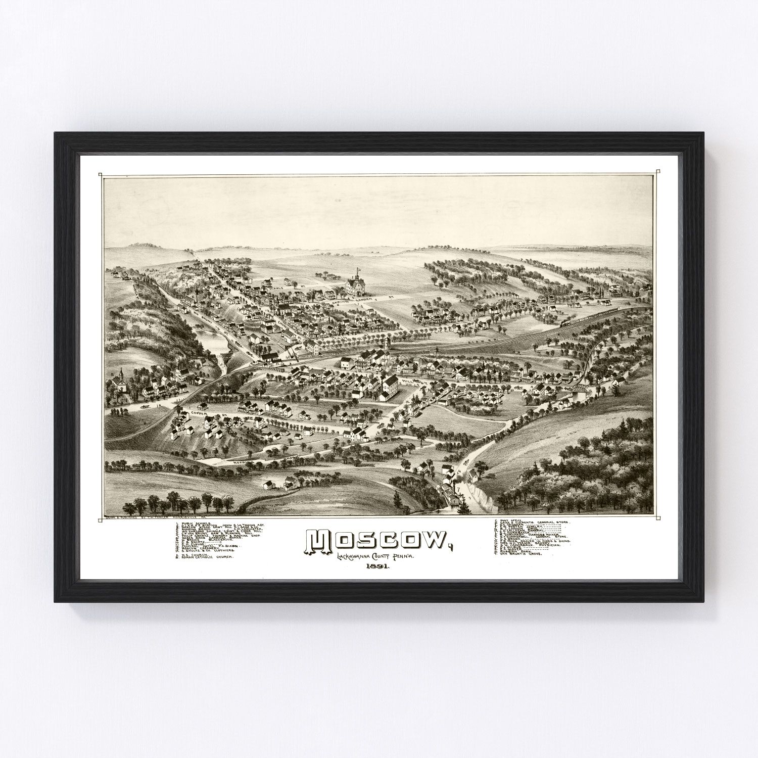 Vintage map of Moscow, Lackawanna County, Pennsylvania, 1891