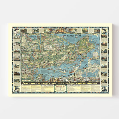 Vintage Map of Cape Ann, Massachusetts, 1934