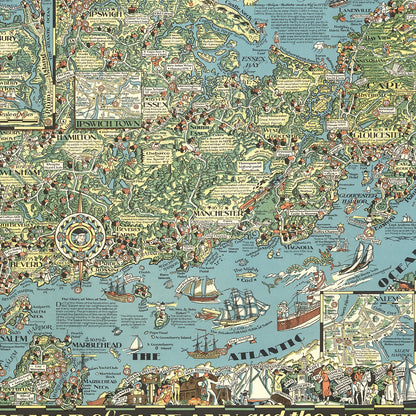 Vintage Map of Cape Ann, Massachusetts, 1934