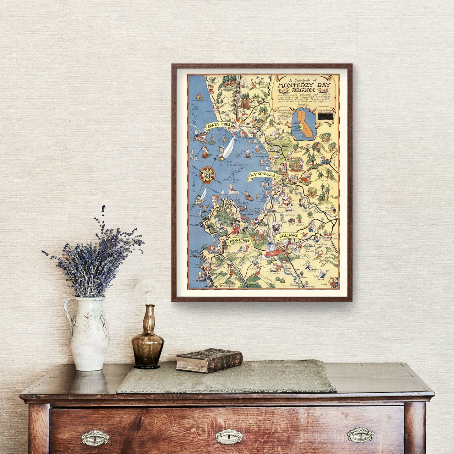 Vintage Map of Monterey County, California, 1932