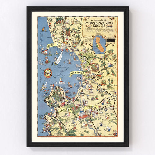 Vintage map of Monterey County, California, 1932