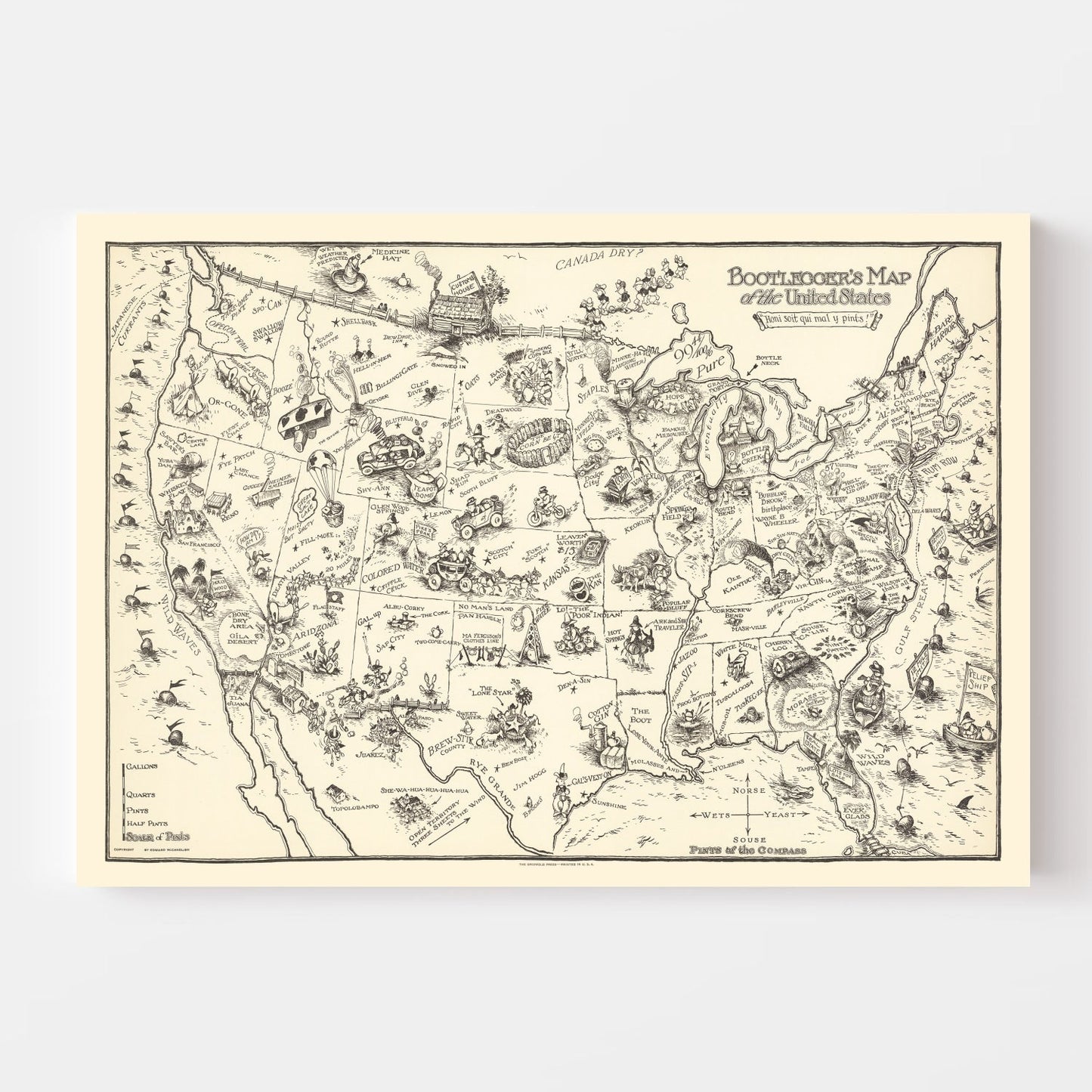 Vintage Map of the United States, 1926 II