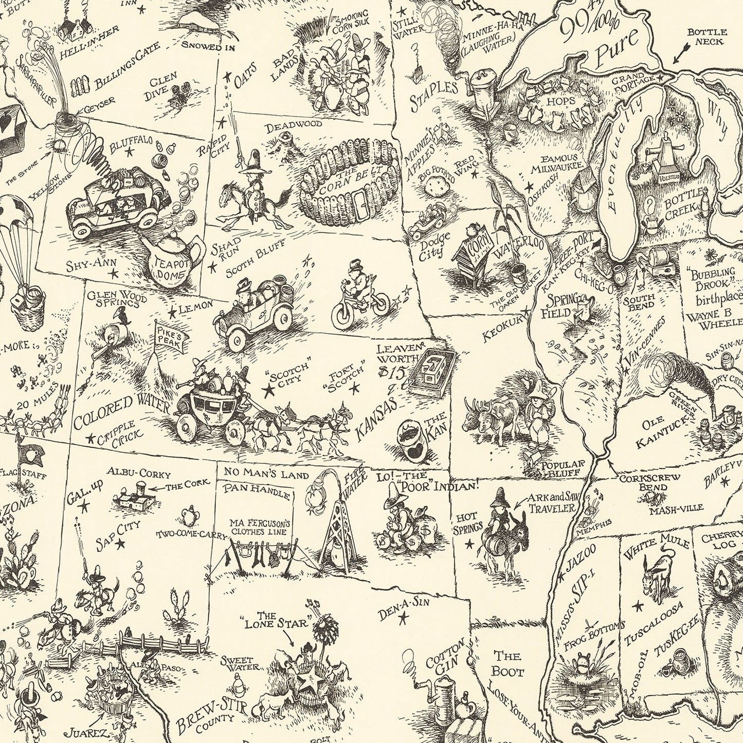 Vintage Map of the United States, 1926 II