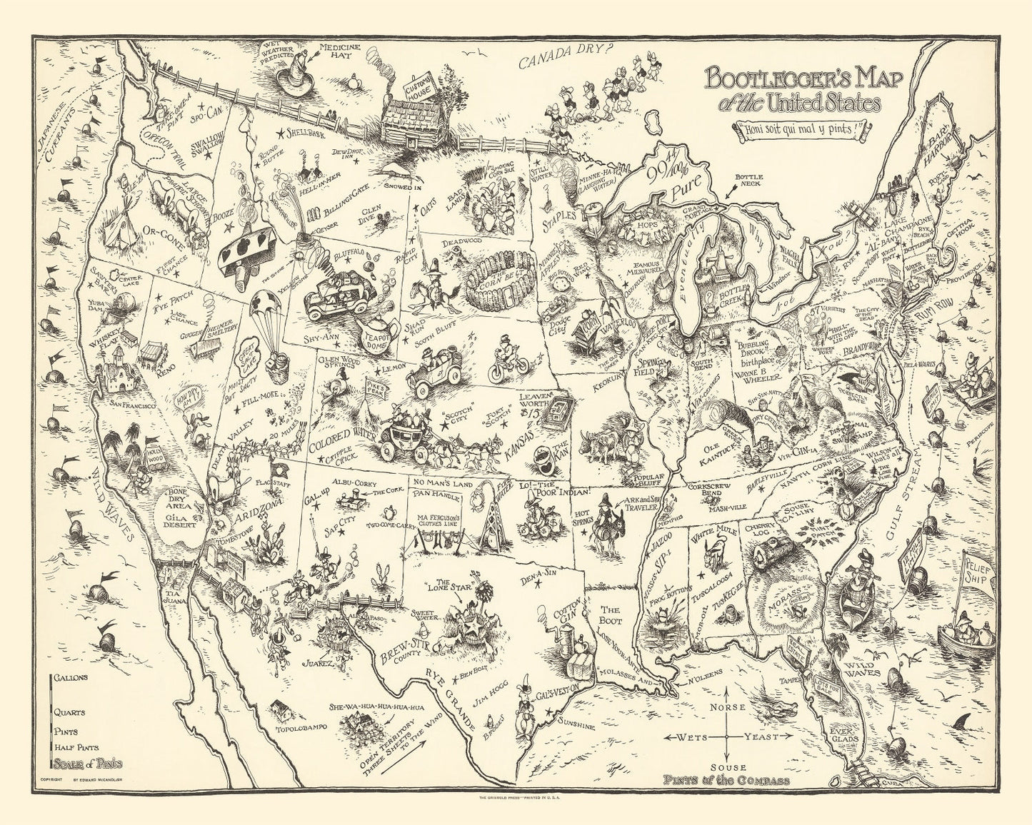 Vintage Map of the United States, 1926 II
