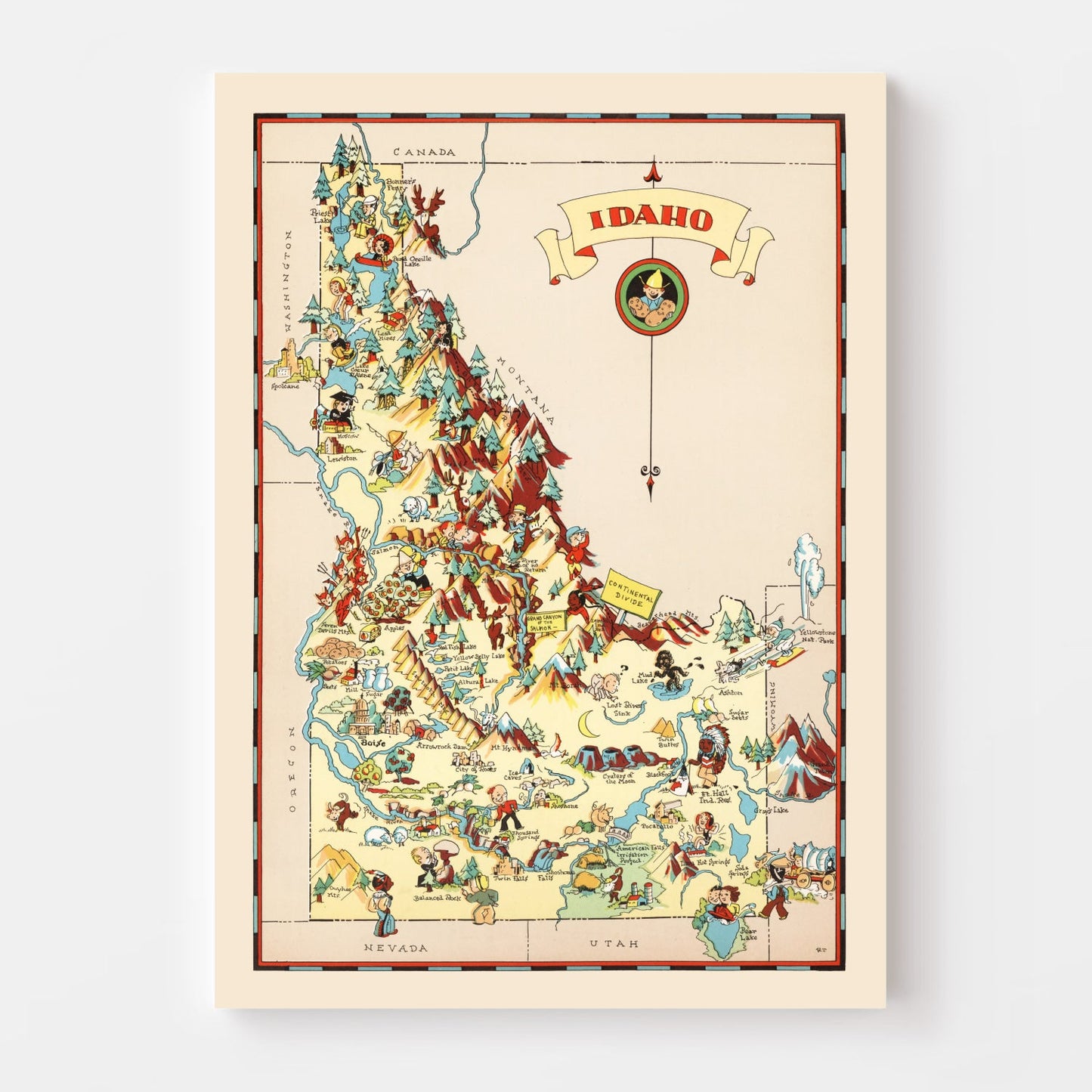 Vintage Map of Idaho, 1935