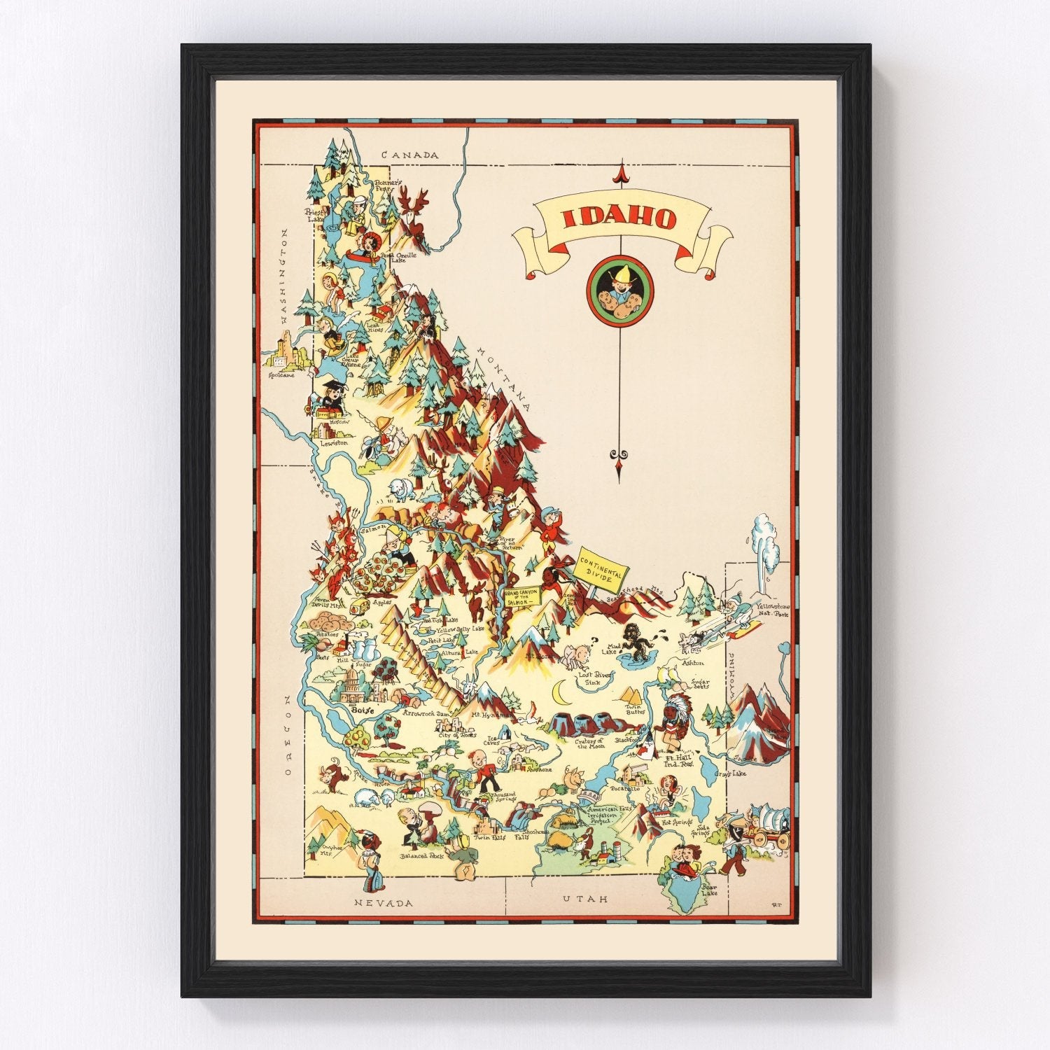 Vintage map of Idaho, 1935