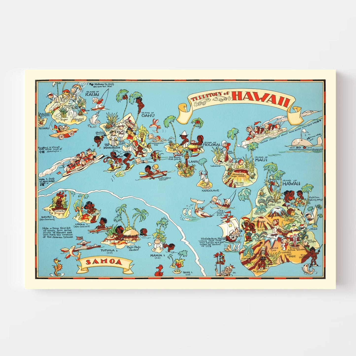 Vintage Map of Hawaii, 1935