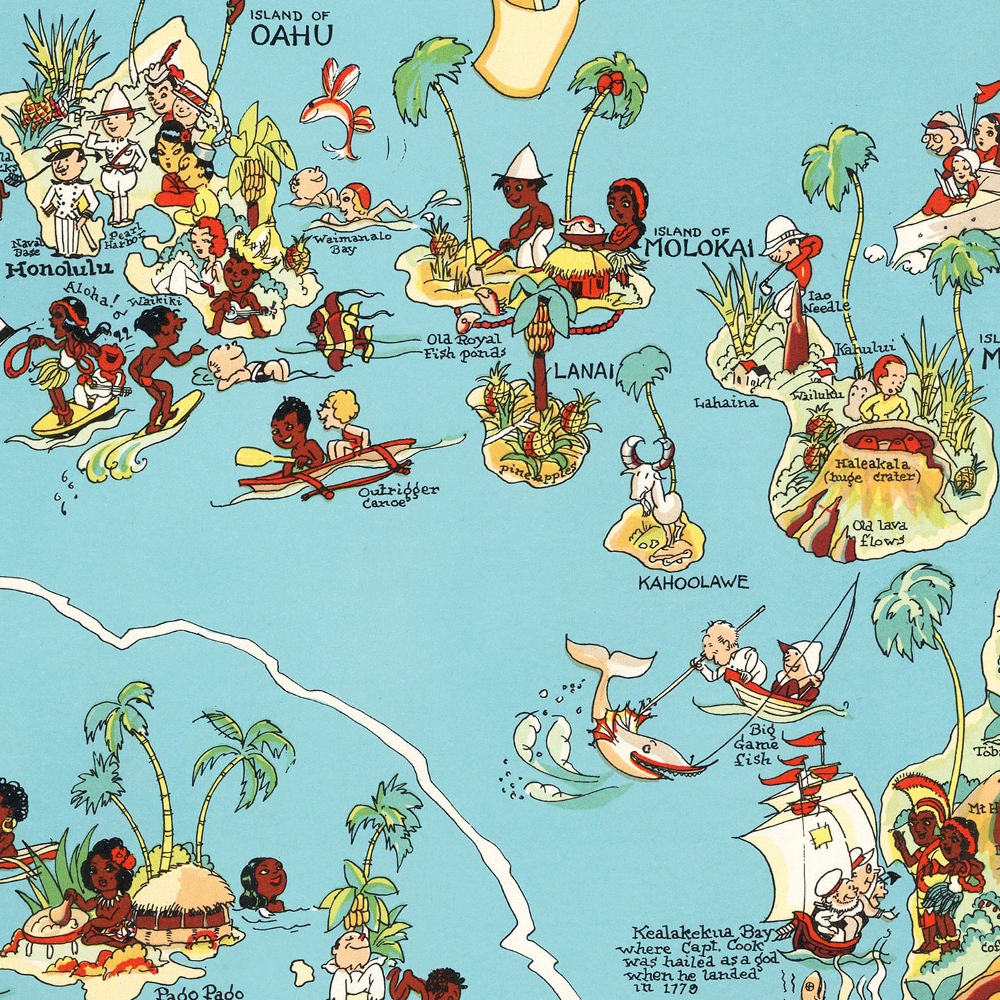 Vintage Map of Hawaii, 1935