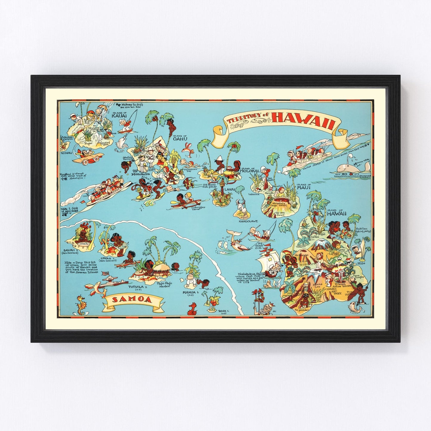 Vintage map of Hawaii, 1935