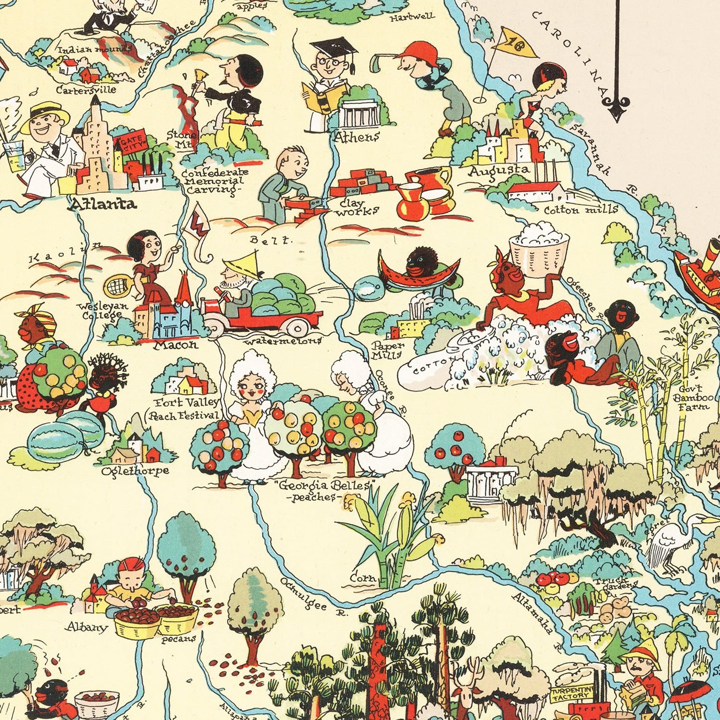 Vintage Map of Georgia, 1935