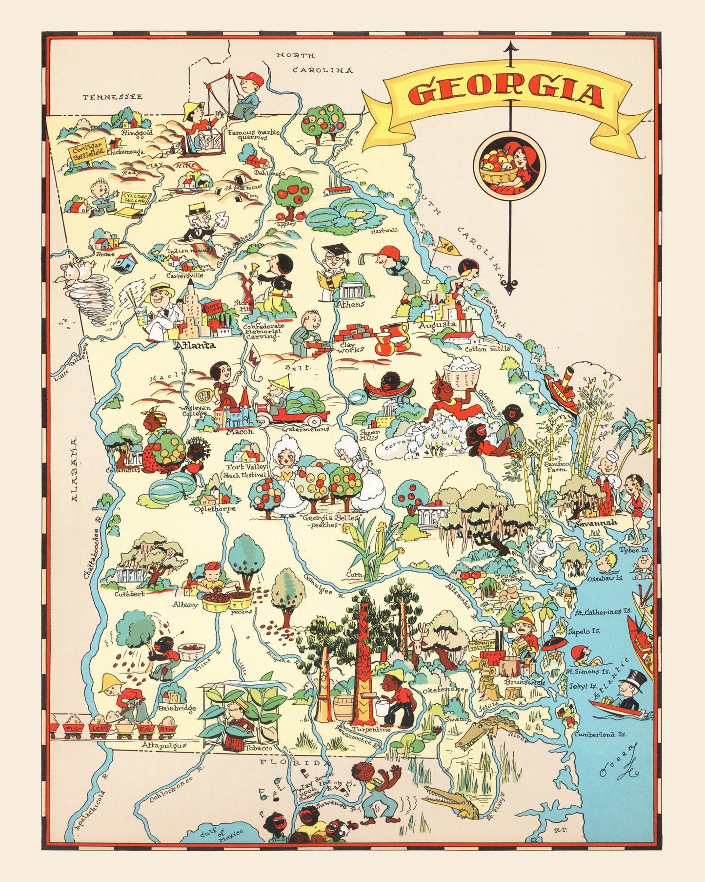 Vintage Map of Georgia, 1935