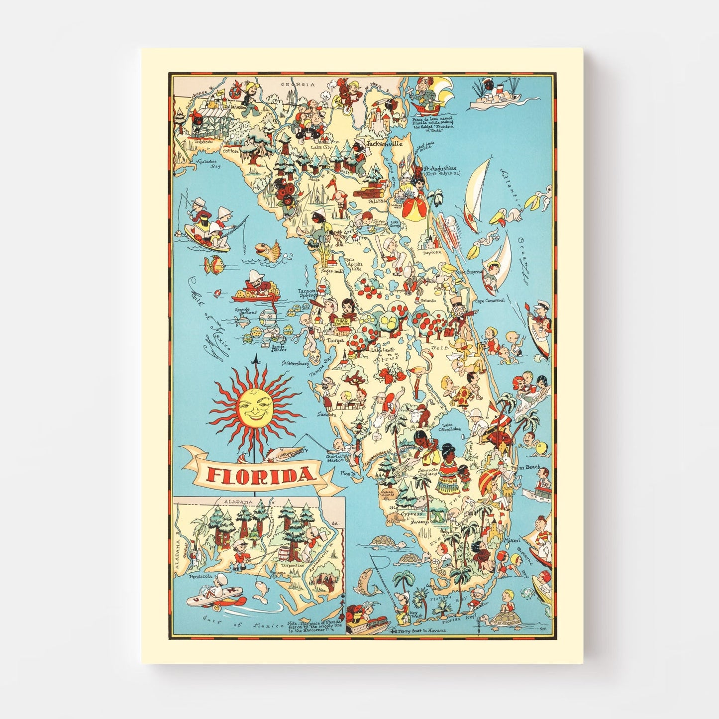 Vintage Map of Florida, 1935