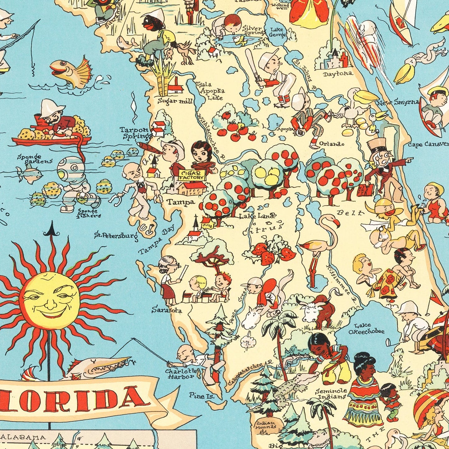 Vintage Map of Florida, 1935