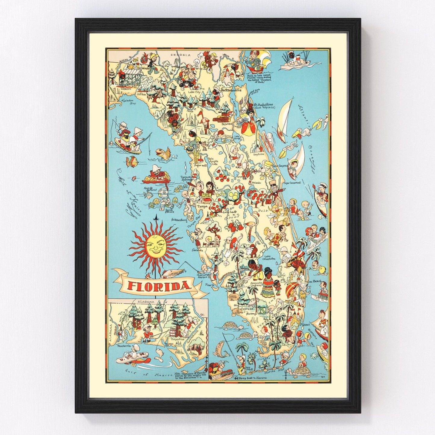 vintage map of Florida, 1935