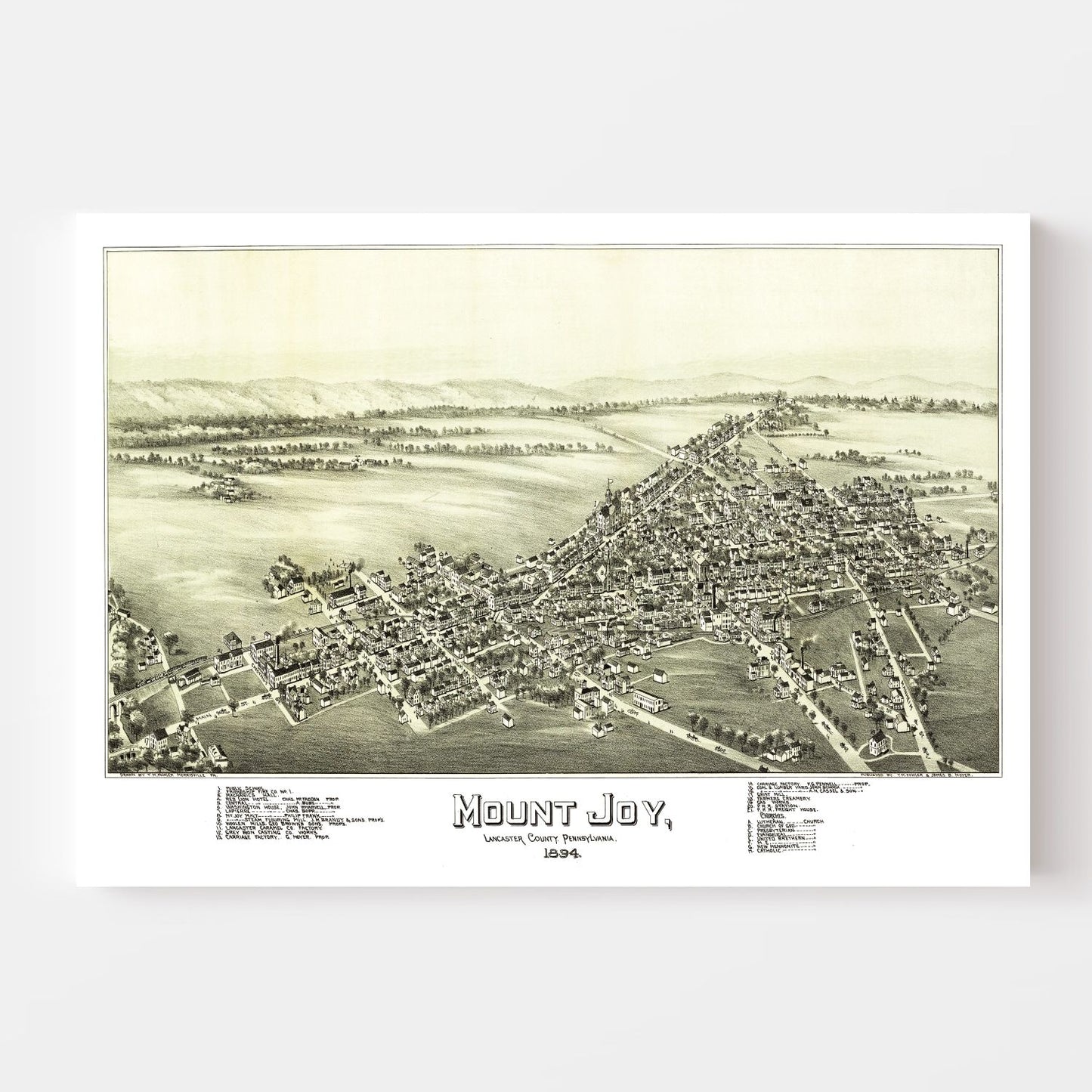 Vintage Map of Mount Joy, Pennsylvania, 1894