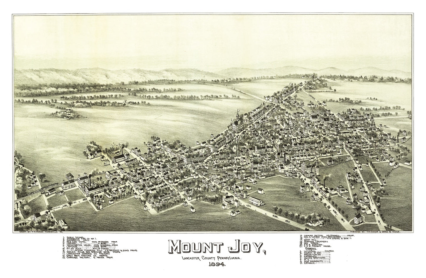 Vintage Map of Mount Joy, Pennsylvania, 1894