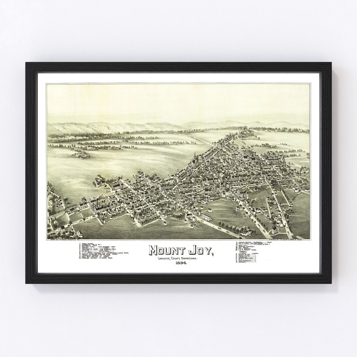vintage map of Mount Joy, Pennsylvania, 1894