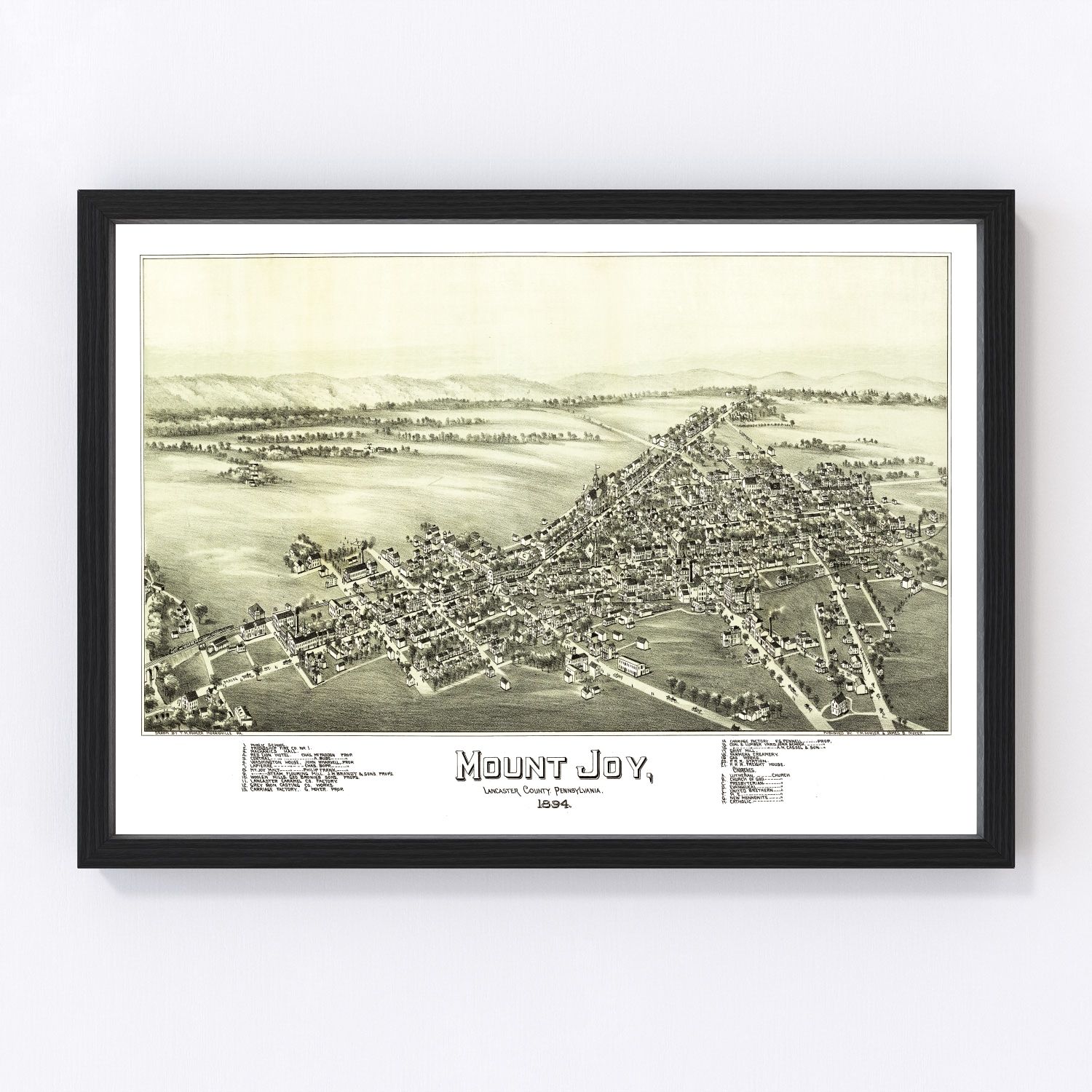 vintage map of Mount Joy, Pennsylvania, 1894