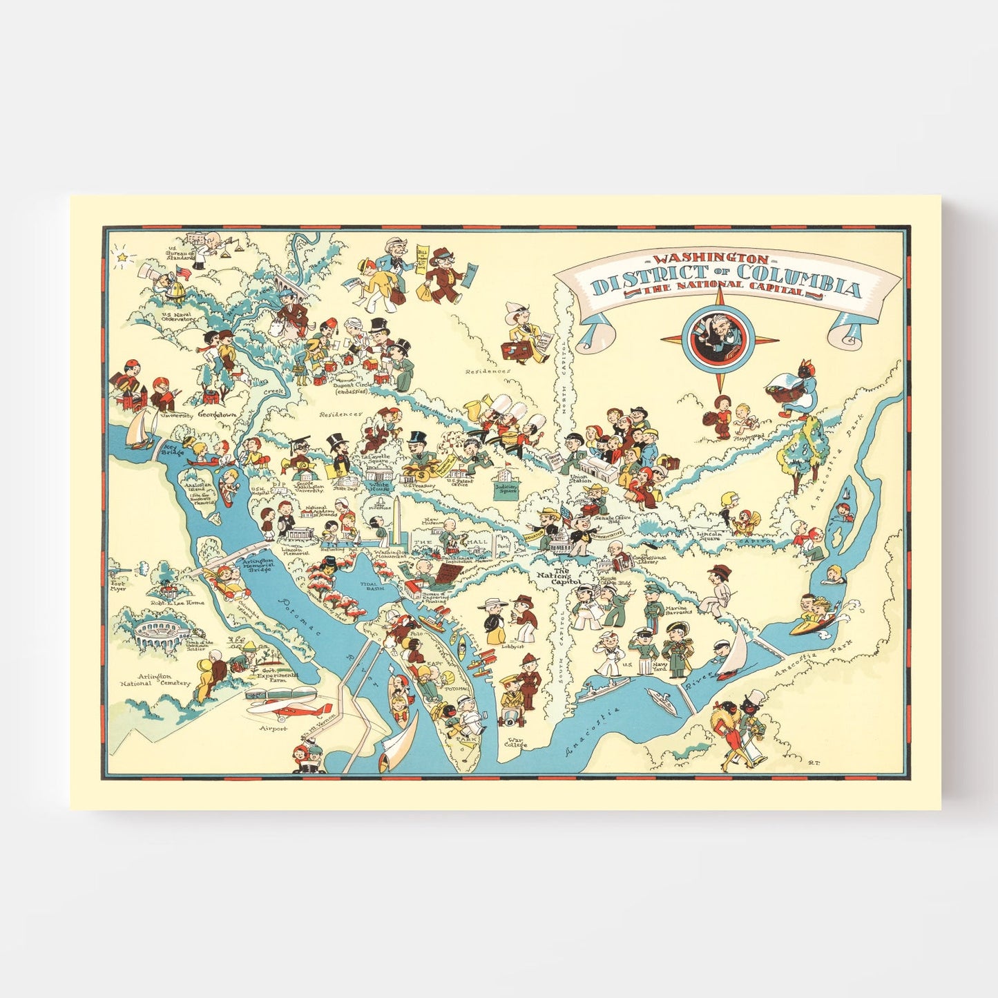 Vintage Map of Washington, DC 1935