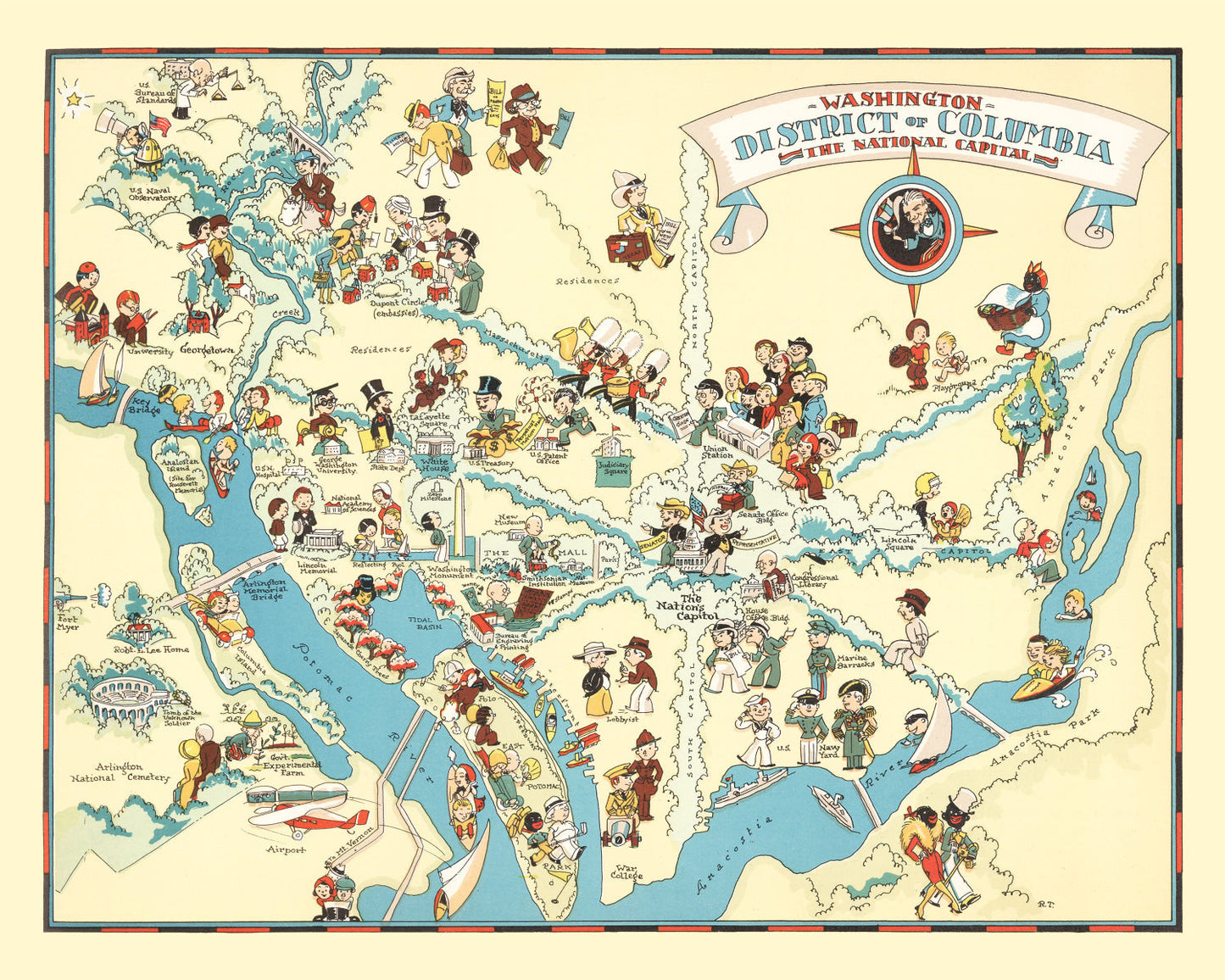 Vintage Map of Washington, DC 1935