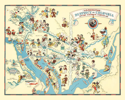 Vintage Map of Washington, DC 1935