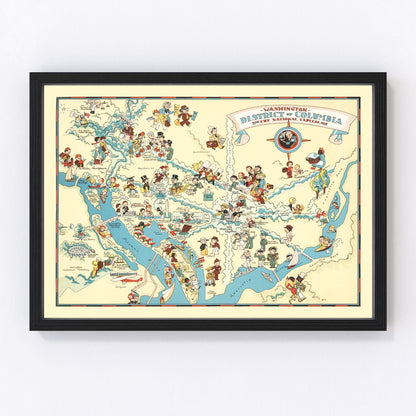 Vintage map of Washington DC, 1935 - Depression era restored cartographic print