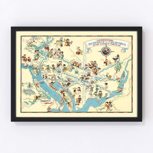 Vintage map of Washington DC, 1935 - Depression era restored cartographic print
