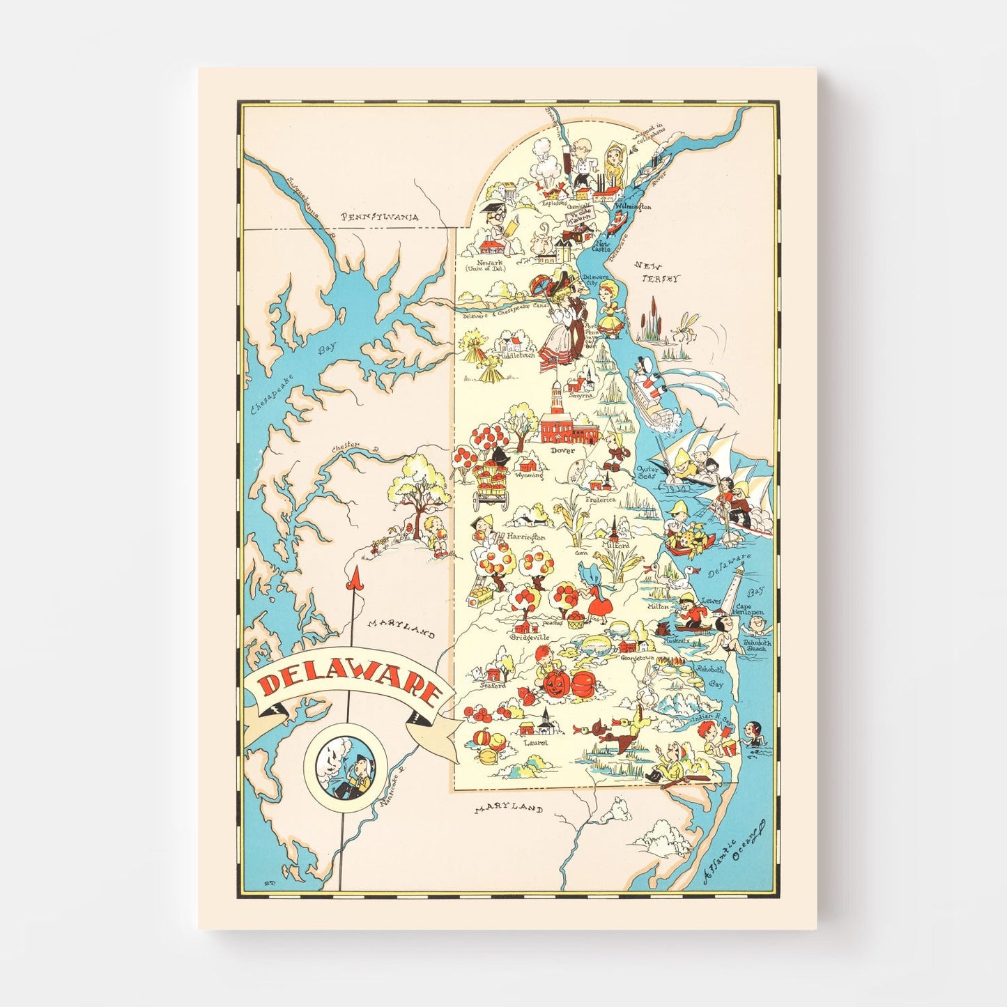 Vintage Map of Delaware, 1935