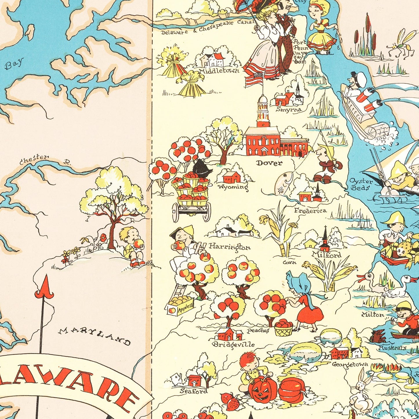 Vintage Map of Delaware, 1935