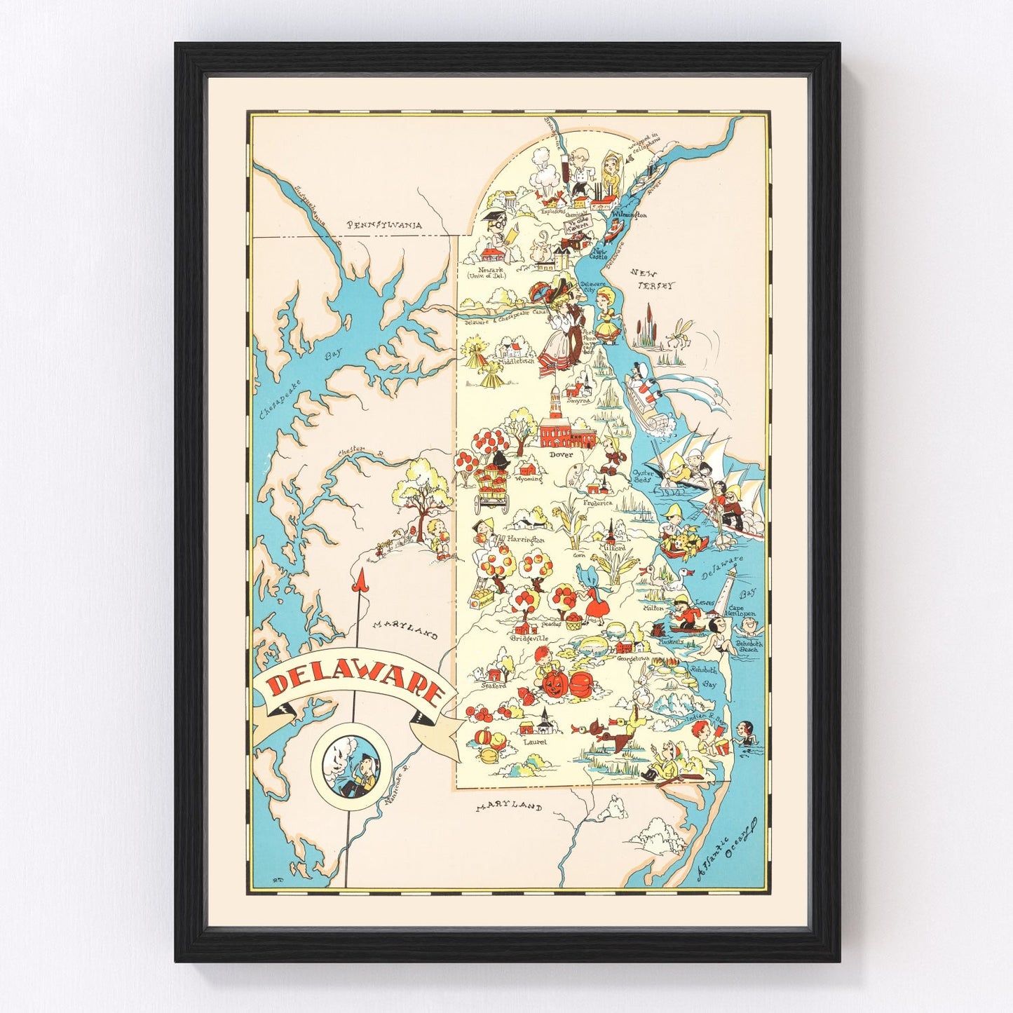 vintage map of Delaware, 1935