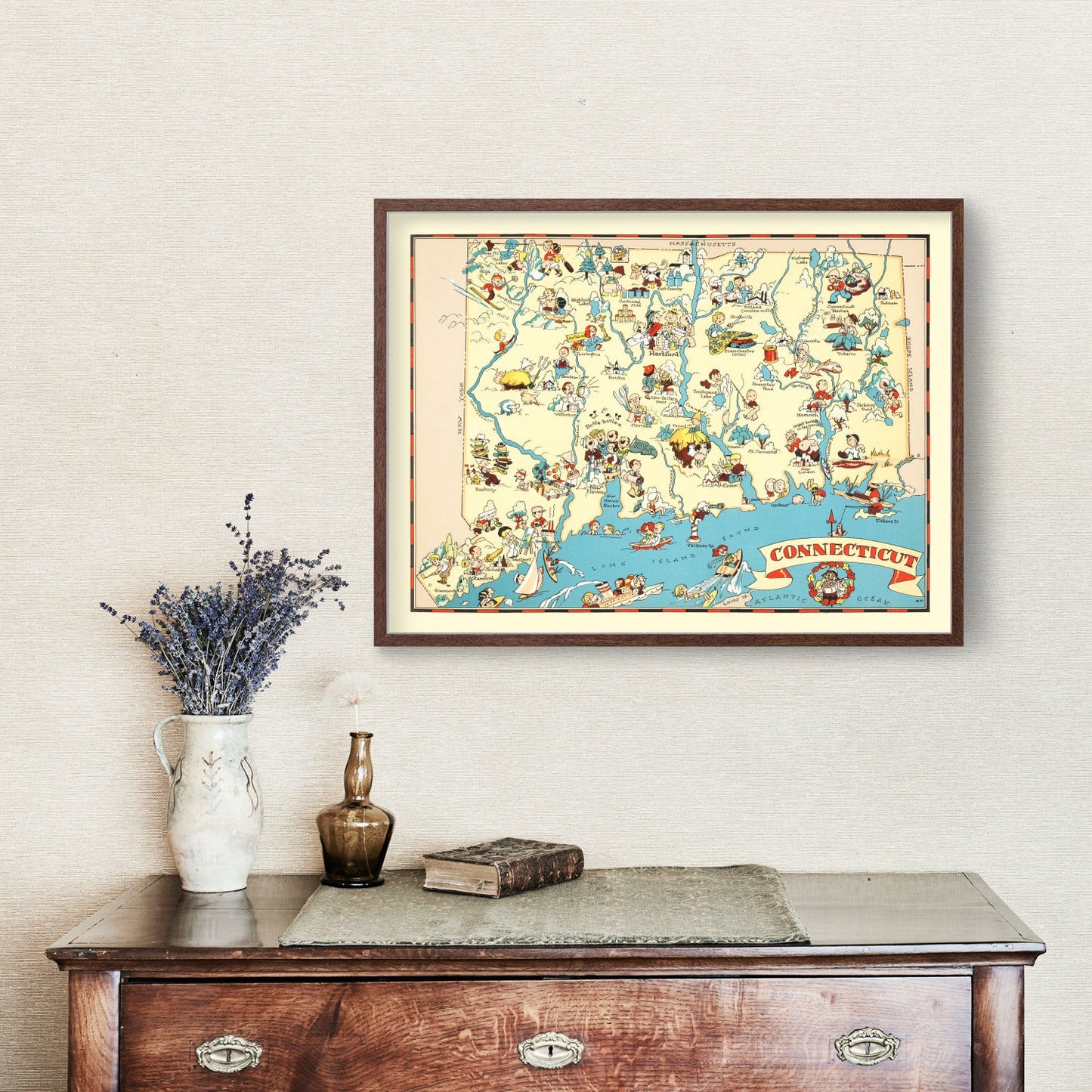 Vintage Map of Connecticut, 1935