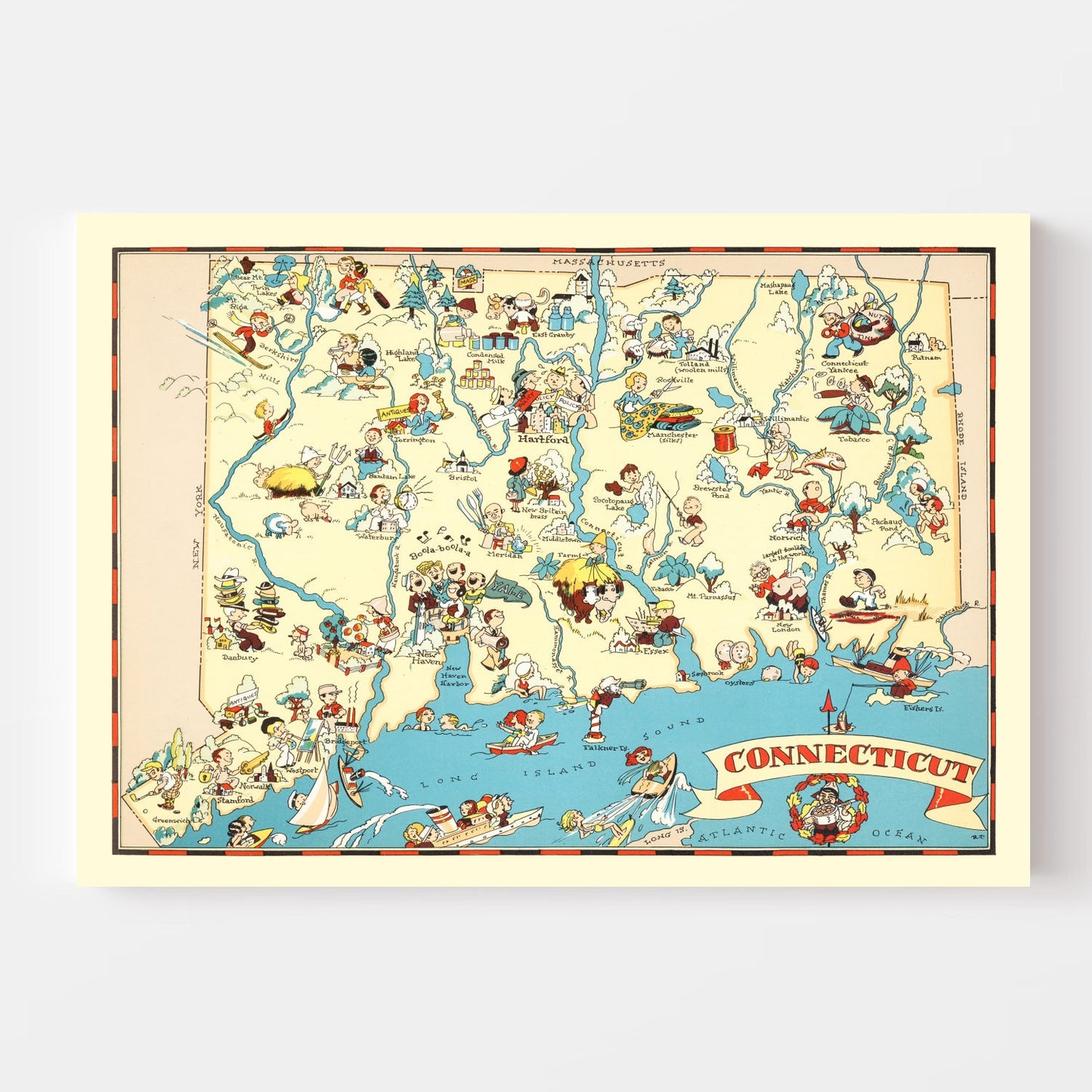 Vintage Map of Connecticut, 1935