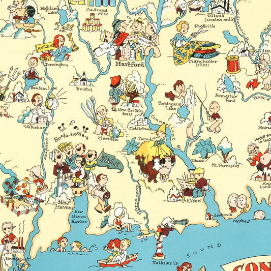 Vintage Map of Connecticut, 1935