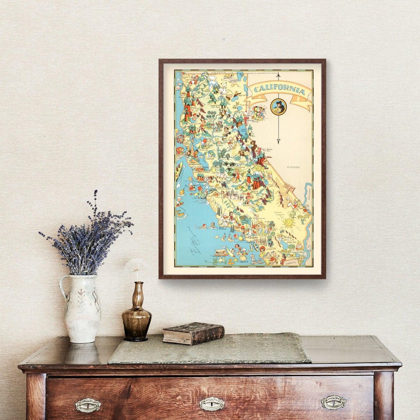 Vintage Map of California, 1935
