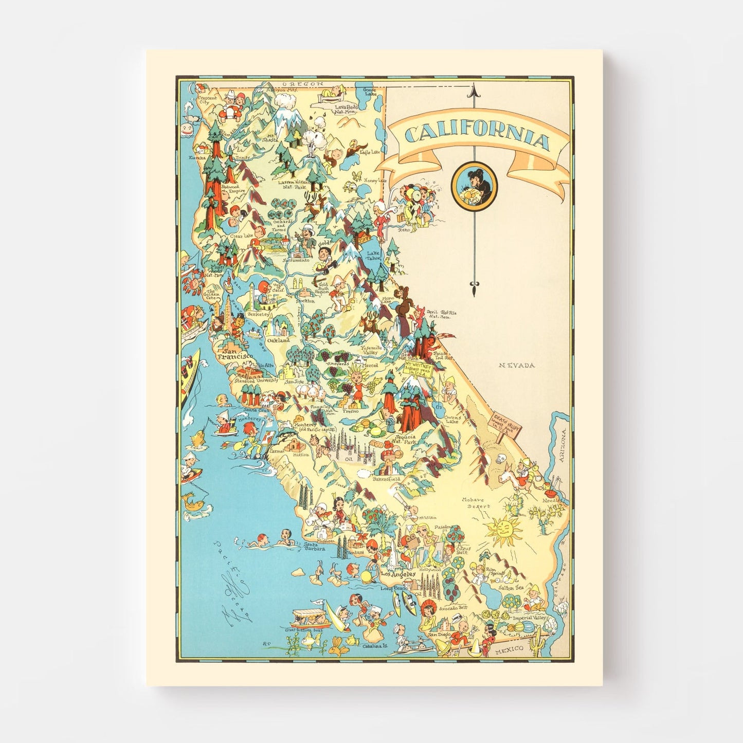 Vintage Map of California, 1935