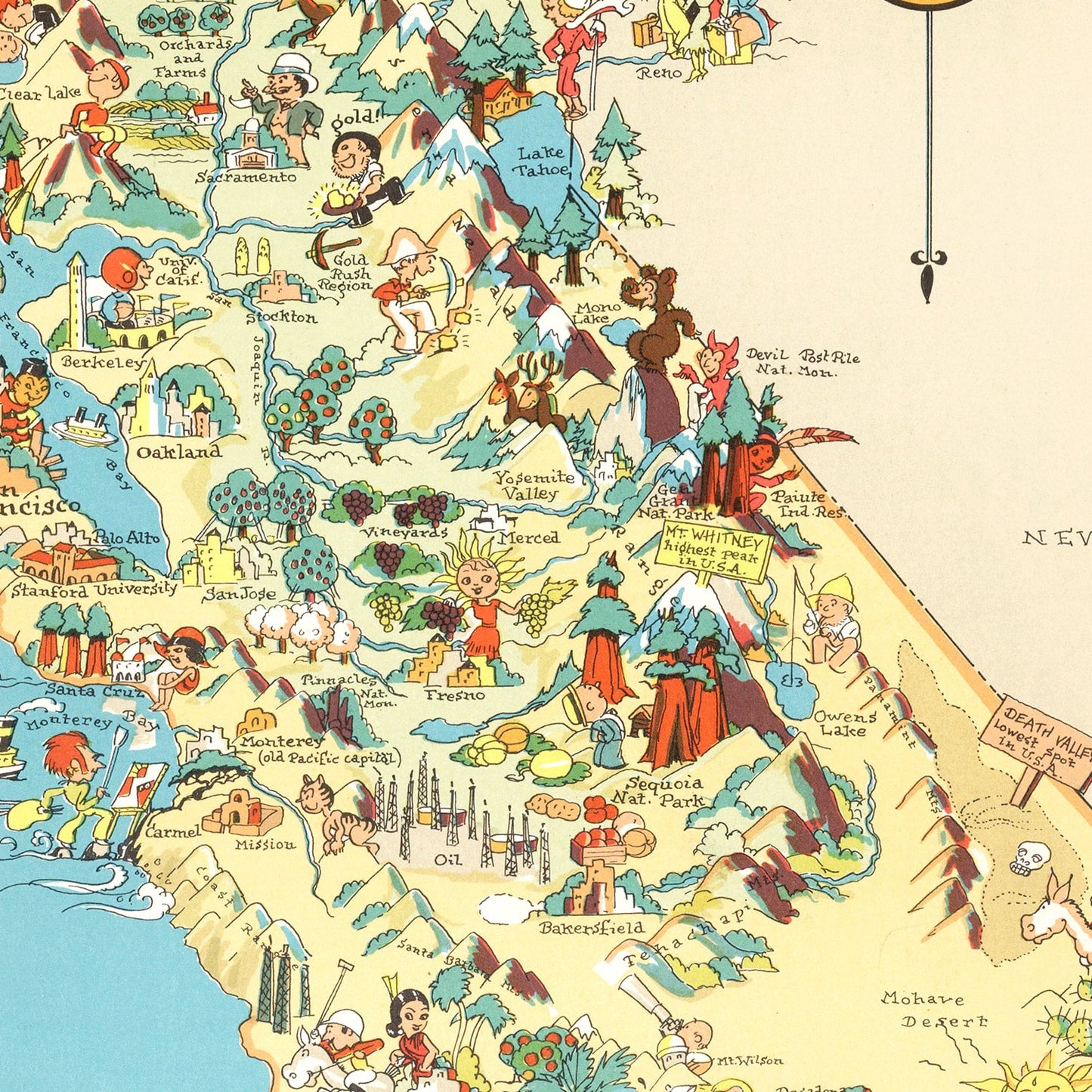 Vintage Map of California, 1935
