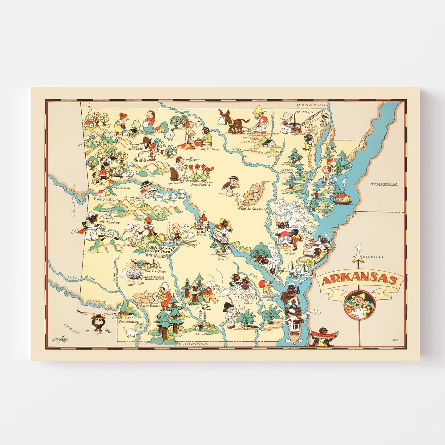 Vintage Map of Arkansas, 1935