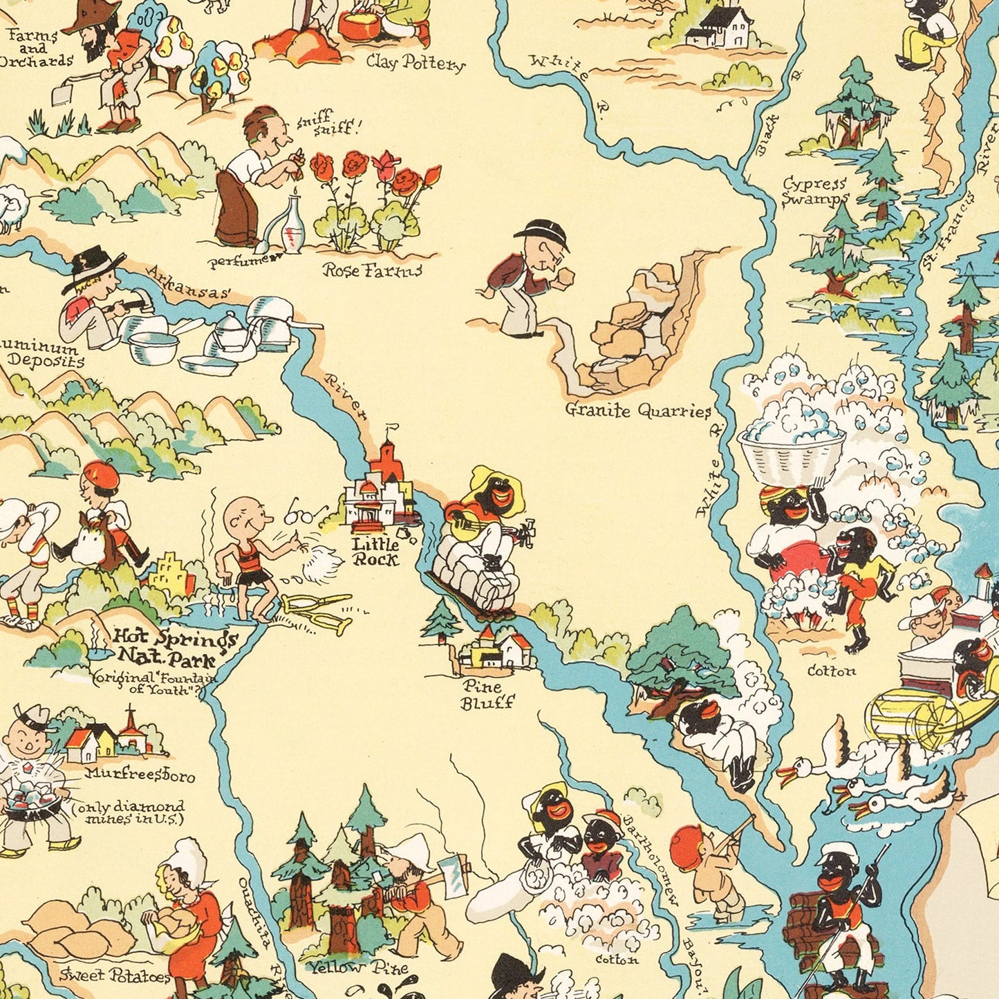 Vintage Map of Arkansas, 1935