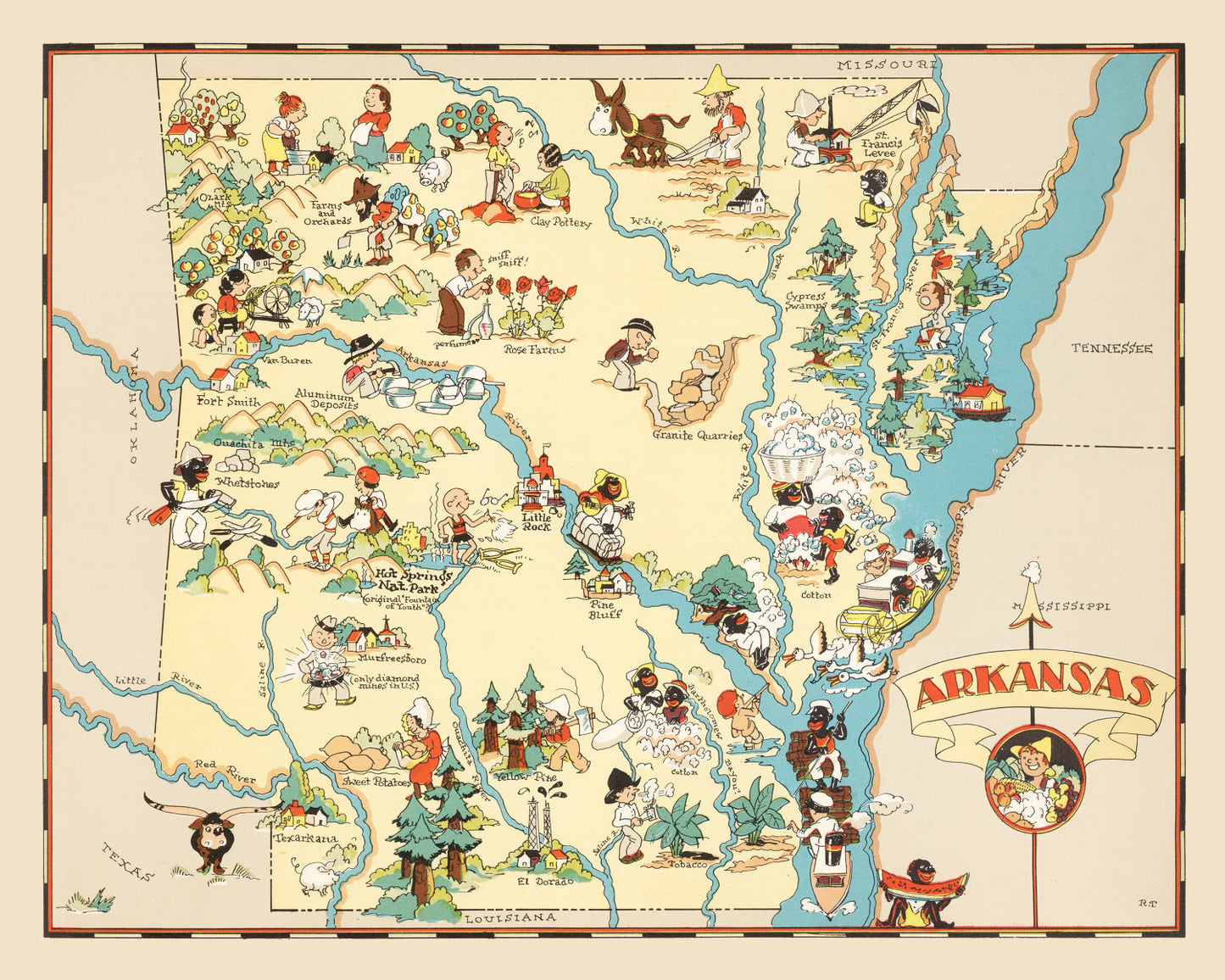 Vintage Map of Arkansas, 1935