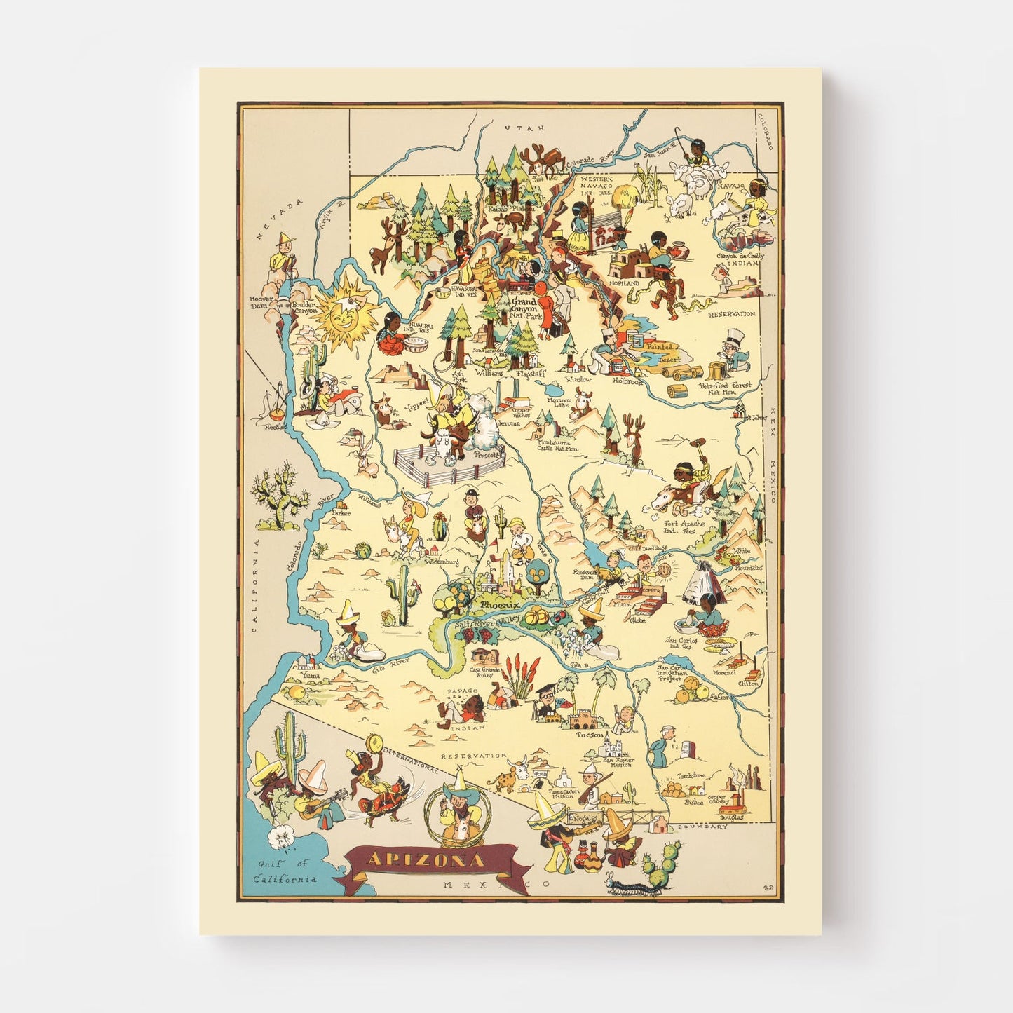 Vintage Map of Arizona, 1935
