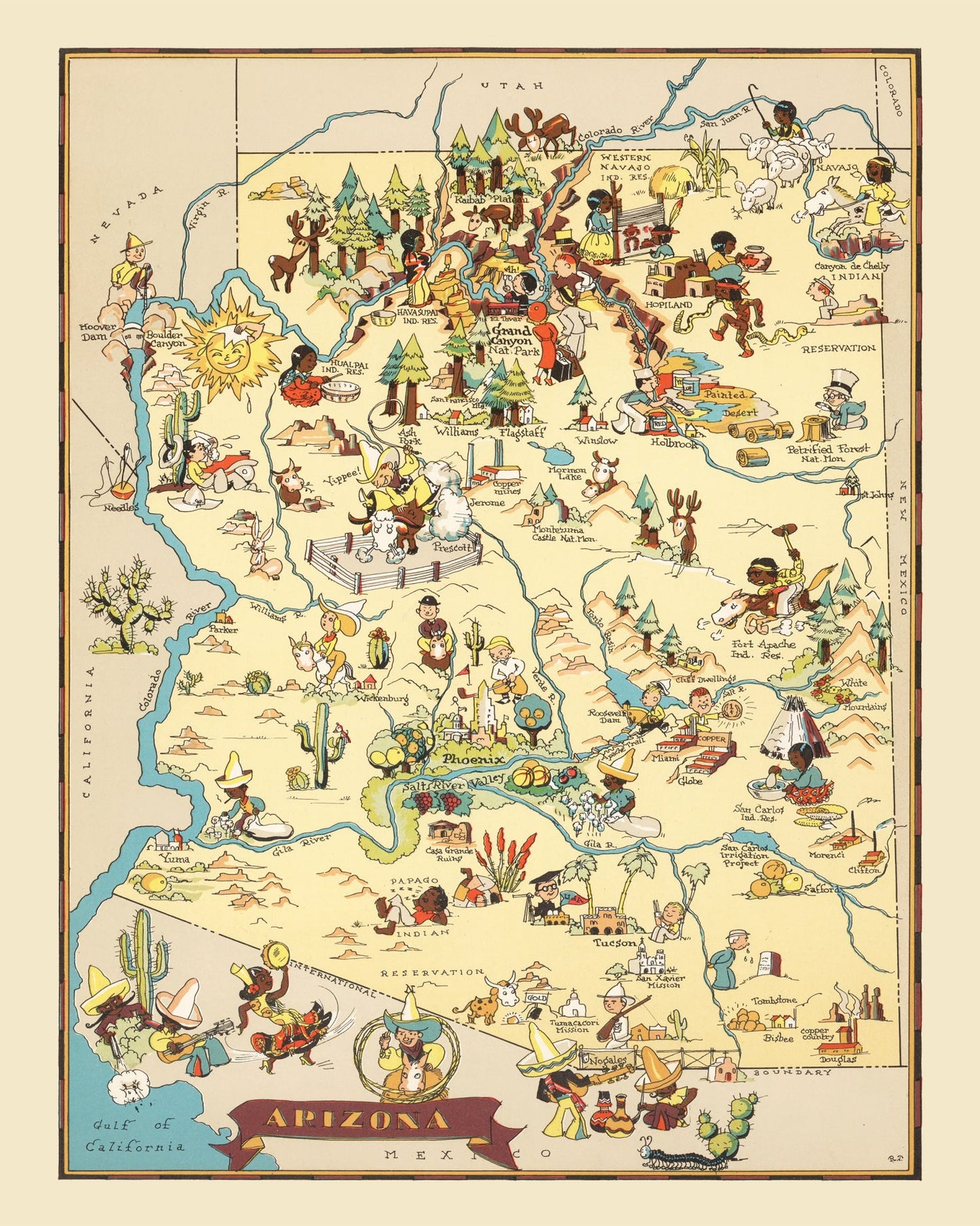 Vintage Map of Arizona, 1935