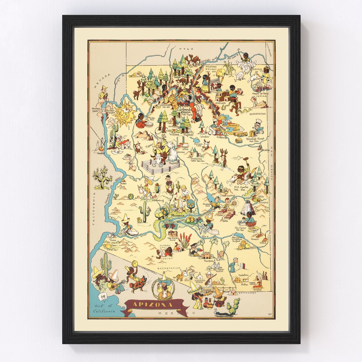 vintage map of Arizona, 1935, interwar era