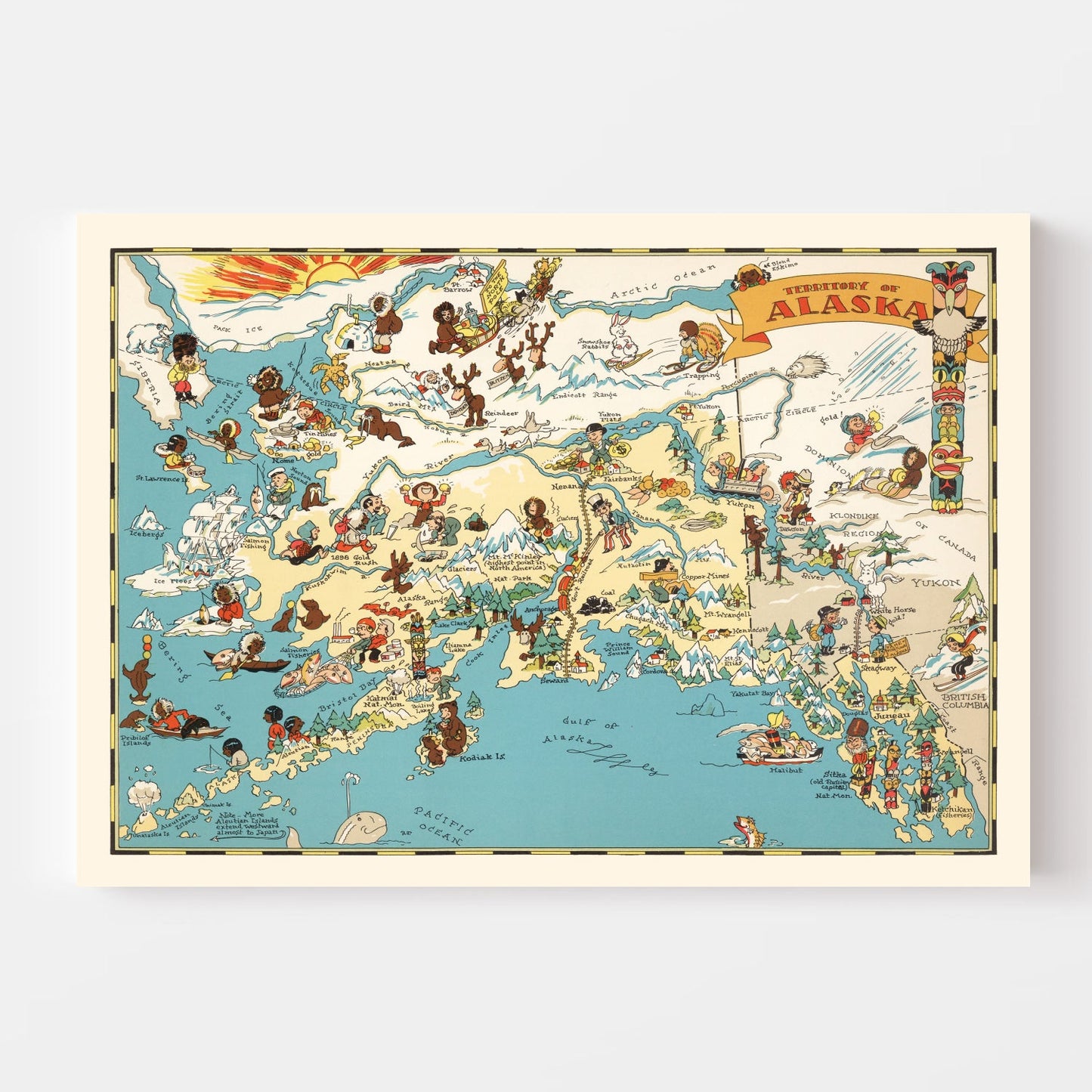 Vintage Map of Alaska, 1935