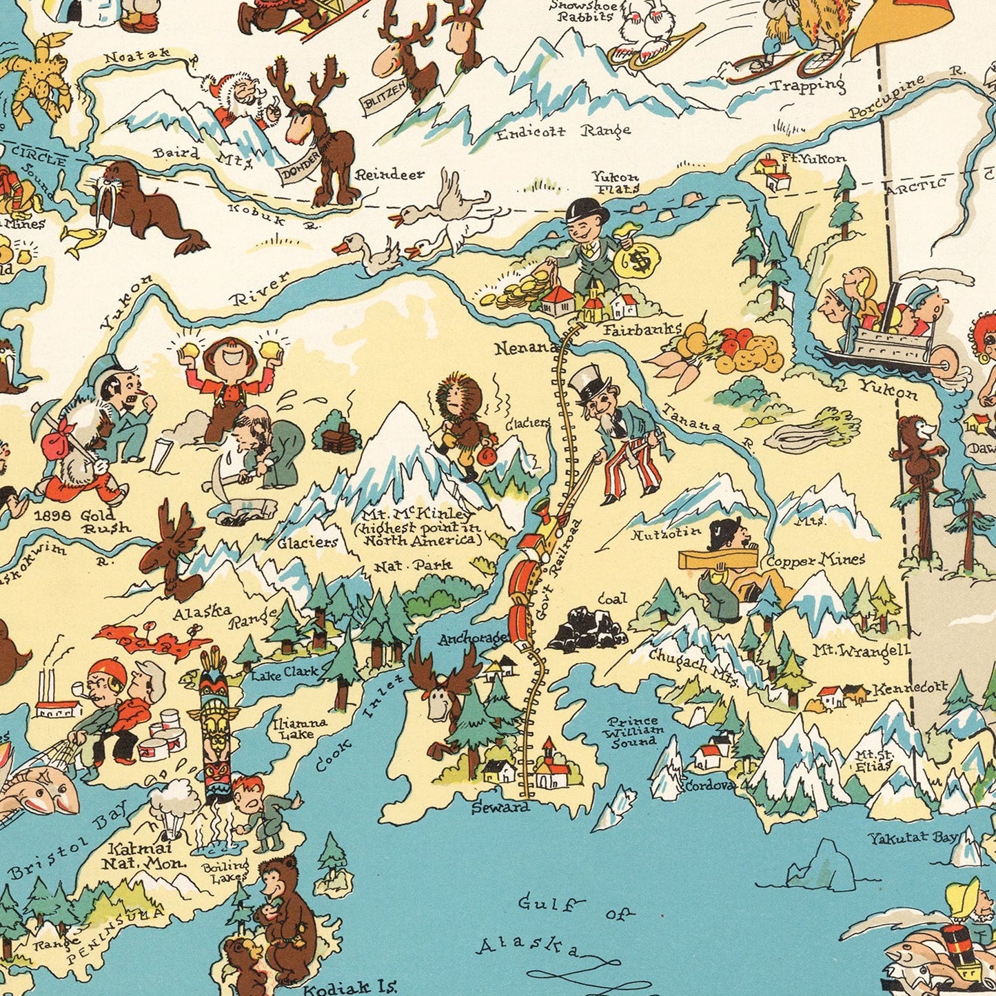 Vintage Map of Alaska, 1935