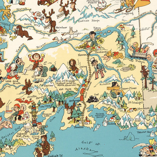 Vintage Map of Alaska, 1935