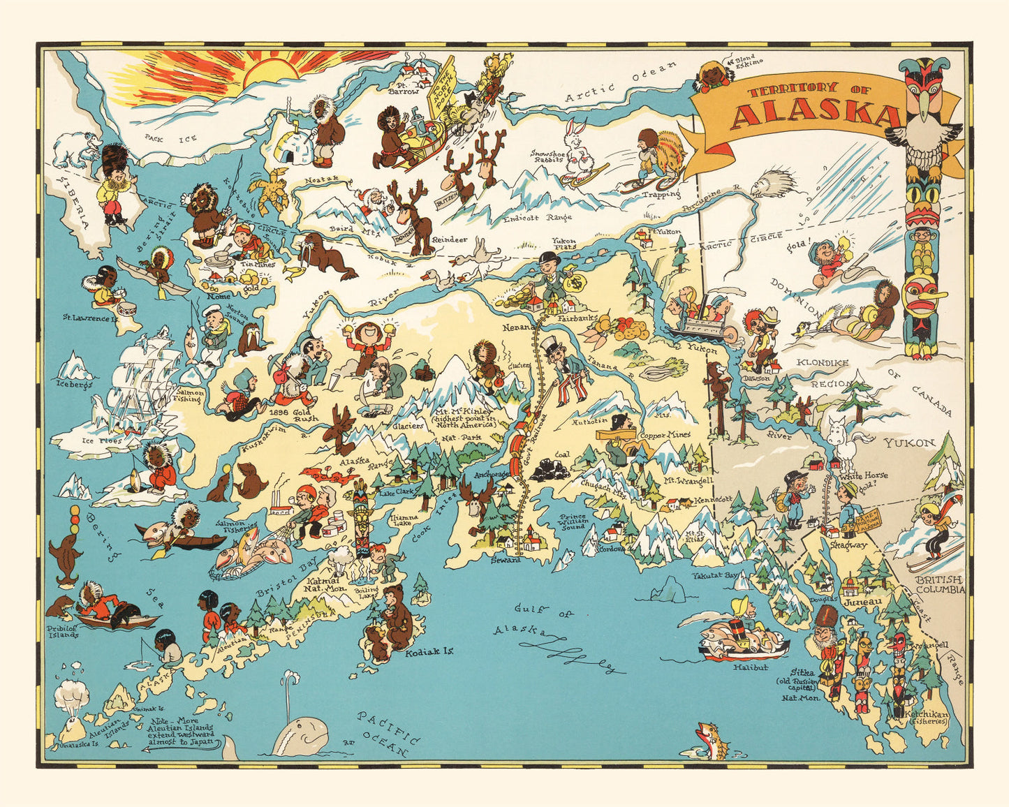 Vintage Map of Alaska, 1935