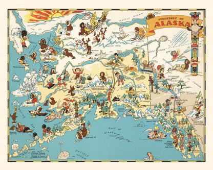 Vintage Map of Alaska, 1935